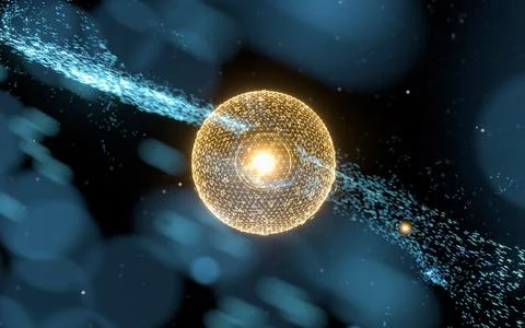 Magical particles with abstract shape, 3d rendering. Stock Illustration