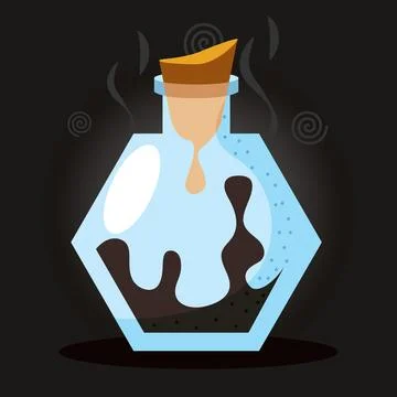 Magical potion bottle with liquid, Vector Stock Illustration