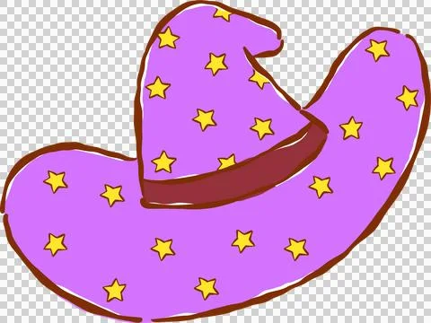 Magical Purple Wizard Witch Hat  Hand Drawn Whimsical Illustration Stock Illustration