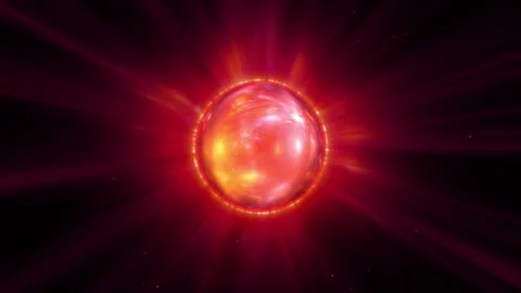 Magical red fluid ball reflecting light Stock Footage 238968240
