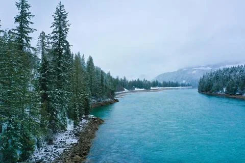 Magical river in the winter Stock Photos