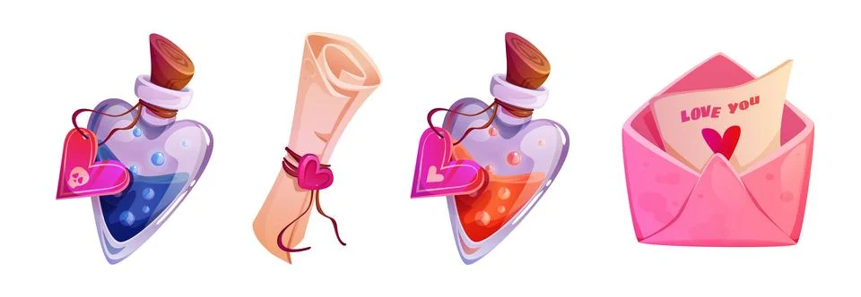 Magical romantic items set Illustrazione stock