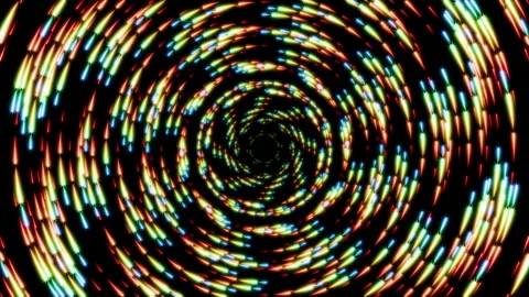 Magical seamless loop animation of colorful star particles rotating right to Video stock 340829533