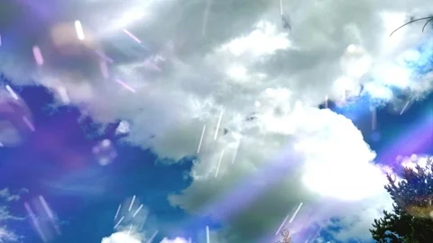 Magical Soap Bubbles Floating in the Sky with Clouds and Rainbow Lens Flare Vídeo Stock 337581304