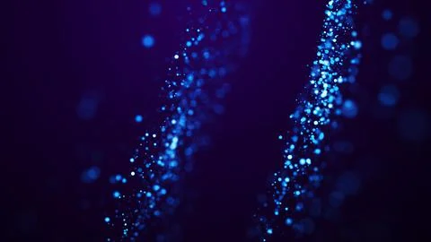 Magical sparkles of light form abstract structures. Blue glow particles with Stock Illustration