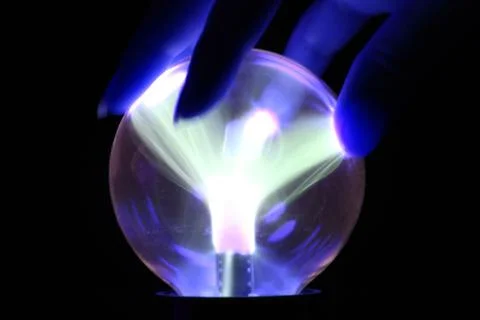 Magical sphere in wizard hand Foto stock