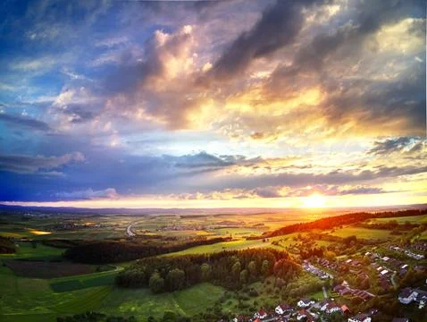 Magical Sunset Landscape Stock Photos