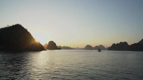 Magical Sunset Over Ha Long Bay Stock Footage 303949415