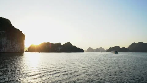 Magical Sunset Over Ha Long Bay Stock Footage 303949422