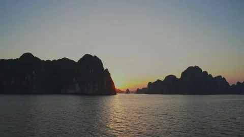 Magical Sunset Over Ha Long Bay Stock Footage 303949435