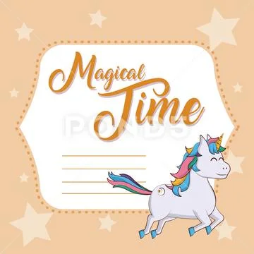 Magical time cute card Stock Illustration