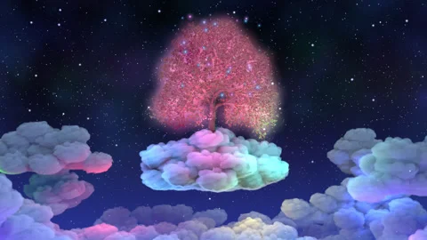 Magical Tree On Cloud Stock Footage 247561215
