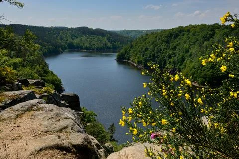 A magical view of the Orlík dam 库存照片