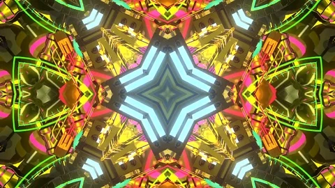 Magical VJ Multicolor Abstract Kaleidoscope architecture pattern 18 Stock Footage