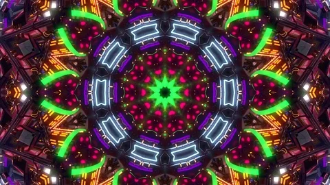Magical VJ Multicolor Abstract Kaleidoscope architecture pattern Stock Footage