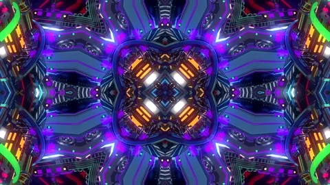 Magical VJ Multicolor Abstract Kaleidoscope architecture pattern Stock Footage