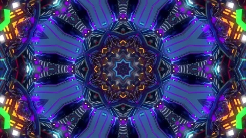 Magical VJ Multicolor Abstract Kaleidoscope architecture pattern Stock Footage