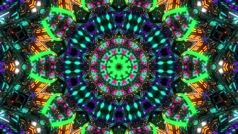 Magical VJ Multicolor Abstract Kaleidoscope architecture pattern Stock Footage