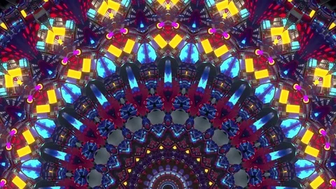 Magical VJ Strobing Flower Kaleidoscope architecture pattern Stock Footage