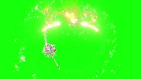 Magical Wand Casting Golden Light Particles on a Green Screen Background for Видео 338316622