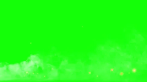 Magical white smoke and glowing golden sparkles floating against a bright green Stock Footage 346037170