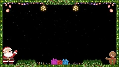 Magical winter frame with glowing lights and hanging ornaments Stock Illustration