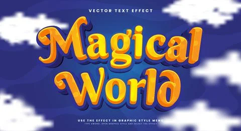 Magical World 3D editable text effect Template Stock Illustration