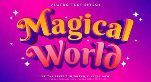 Magical World editable text effect Template 스톡 일러스트
