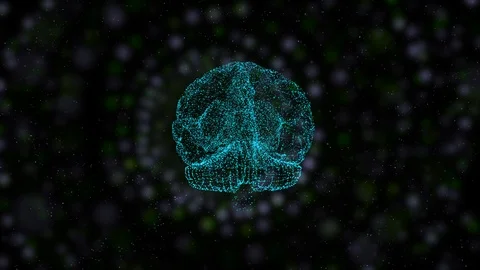 Magically designed human brain floating in space of colorful bokeh particles. Stock Footage 121816297