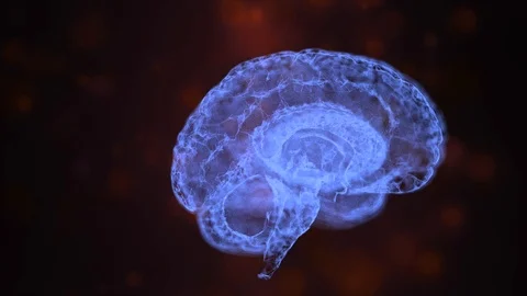Magically designed human brain floating in space of colorful bokeh particles. Stock Footage 121817189