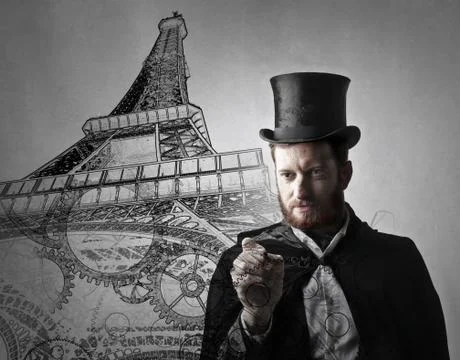 Magician with the Eiffel Tower Stock Photos