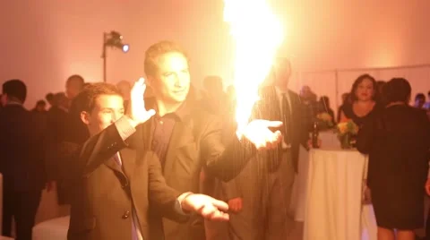 Magician fire trick Stock Footage 46017615