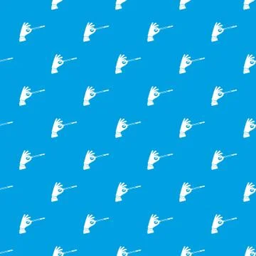 Magician hand with a magic wand pattern seamless blue Stockillustratie