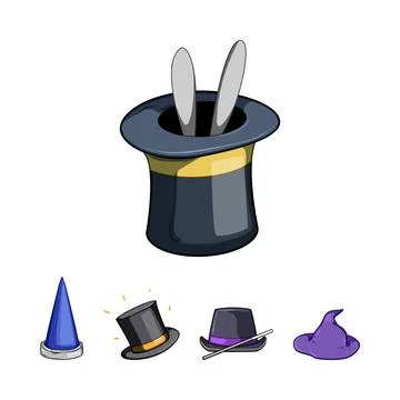 Magician hat with rabbit during magic trick Ilustração Stock
