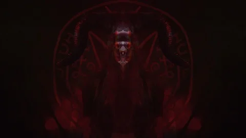The magician in the image of the devil reads spells, body painting Stock Footage 88582110