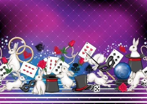 Magician items seamless pattern, background. Stock Illustration