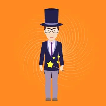 Magician with Magic Stick Stock Illustration