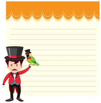 A magician on note template 스톡 일러스트