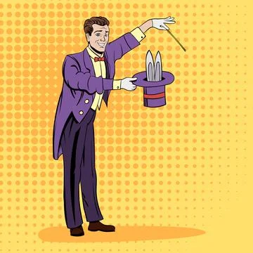 Magician pulling out a rabbit Stock Illustration