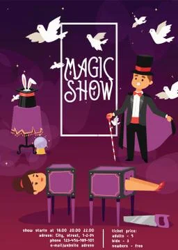 Magician vector illusionist show magic man illusion or magical illusionism and Ilustração Stock
