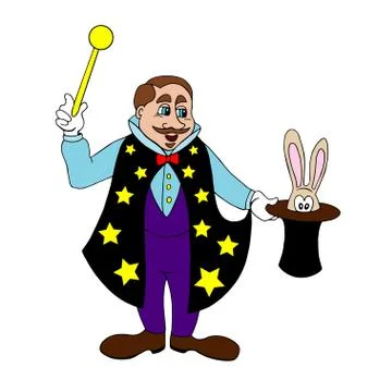 Magician on a white background Illustrazione stock