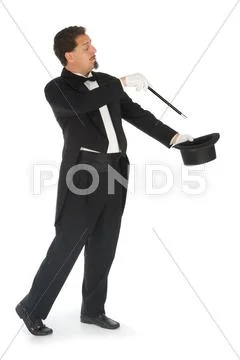 Magician on white background Stock Photos