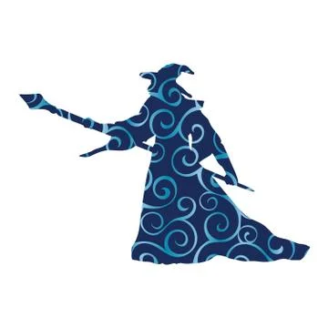 Magician wizard character pattern silhouette fantasy Stock Illustration