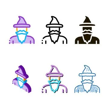 Magician wizard mix icon vector outline Stock Illustration