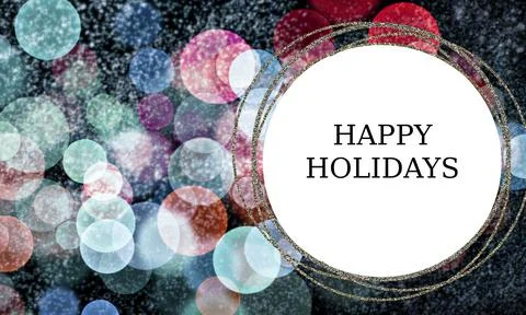 Magik festive background frame with blurred lights on dark backdrop. Christmas Stock Illustration