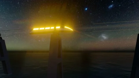 Maglev hyperloop night. Futuristic tunnel. Futuristic night city. Train icon. Stock Footage 153585126