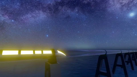 Maglev Monorail hyperloop on stars background. 3d illustration. Future Stock Footage 121336403