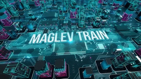 Maglev train with digital technology concept Stock Footage 104070948