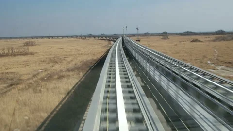 Maglev train on the railroad track Vidéo 145970354