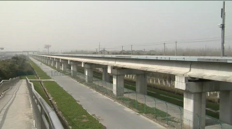 Maglev train speeds past Stock Footage 342086